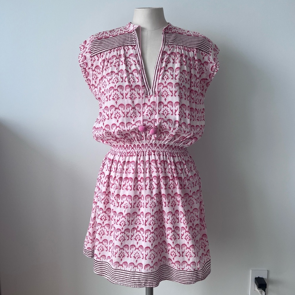 Bell Alicia Bell Pink White Sleeveless Cotton Silk Mini Dress Size M